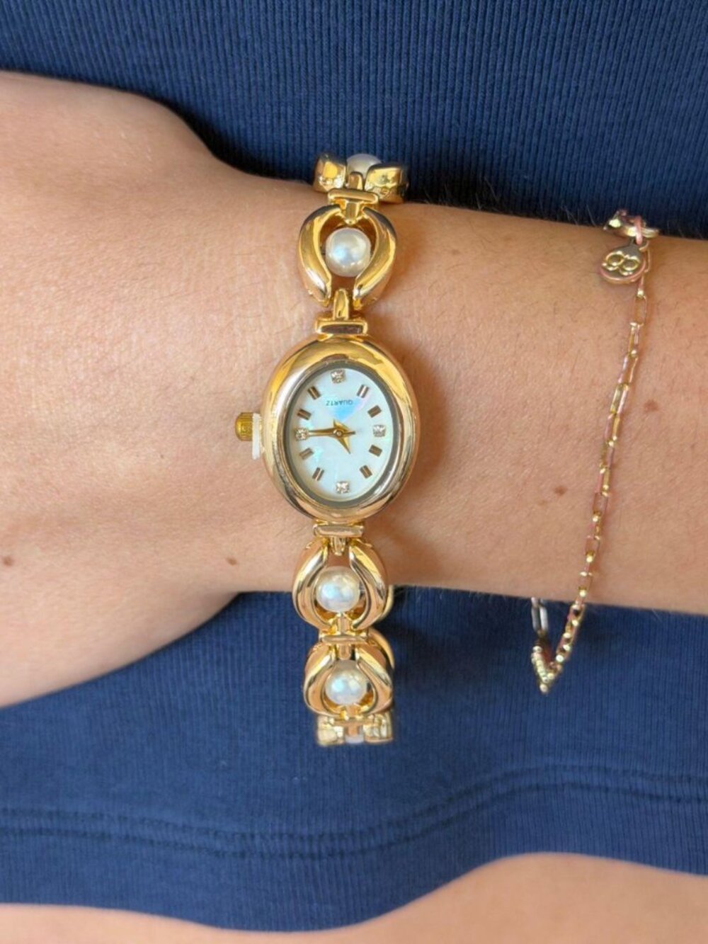Preppy Dainty Pearl Link Band Watch Preppy Y2K OS